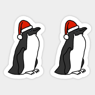 Two Penguins Wearing Christmas Santa Hats Sticker